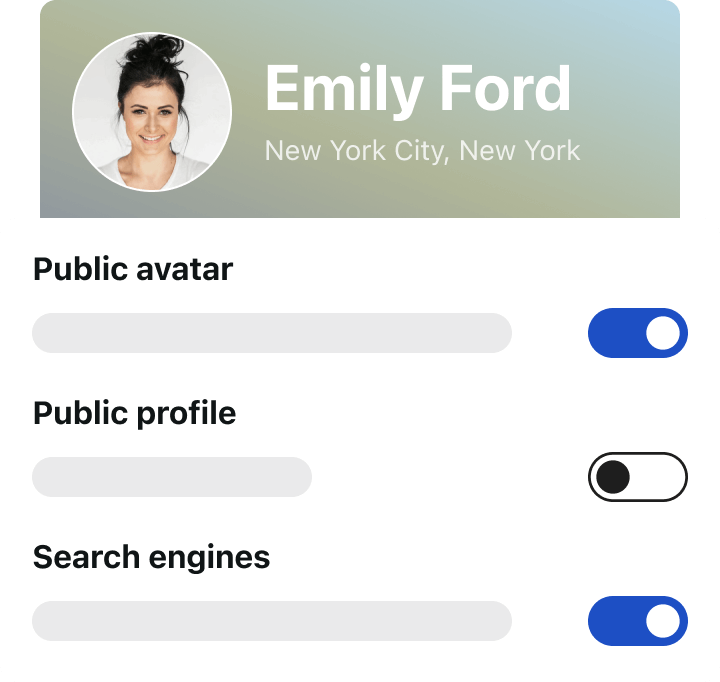 Privacy settings example